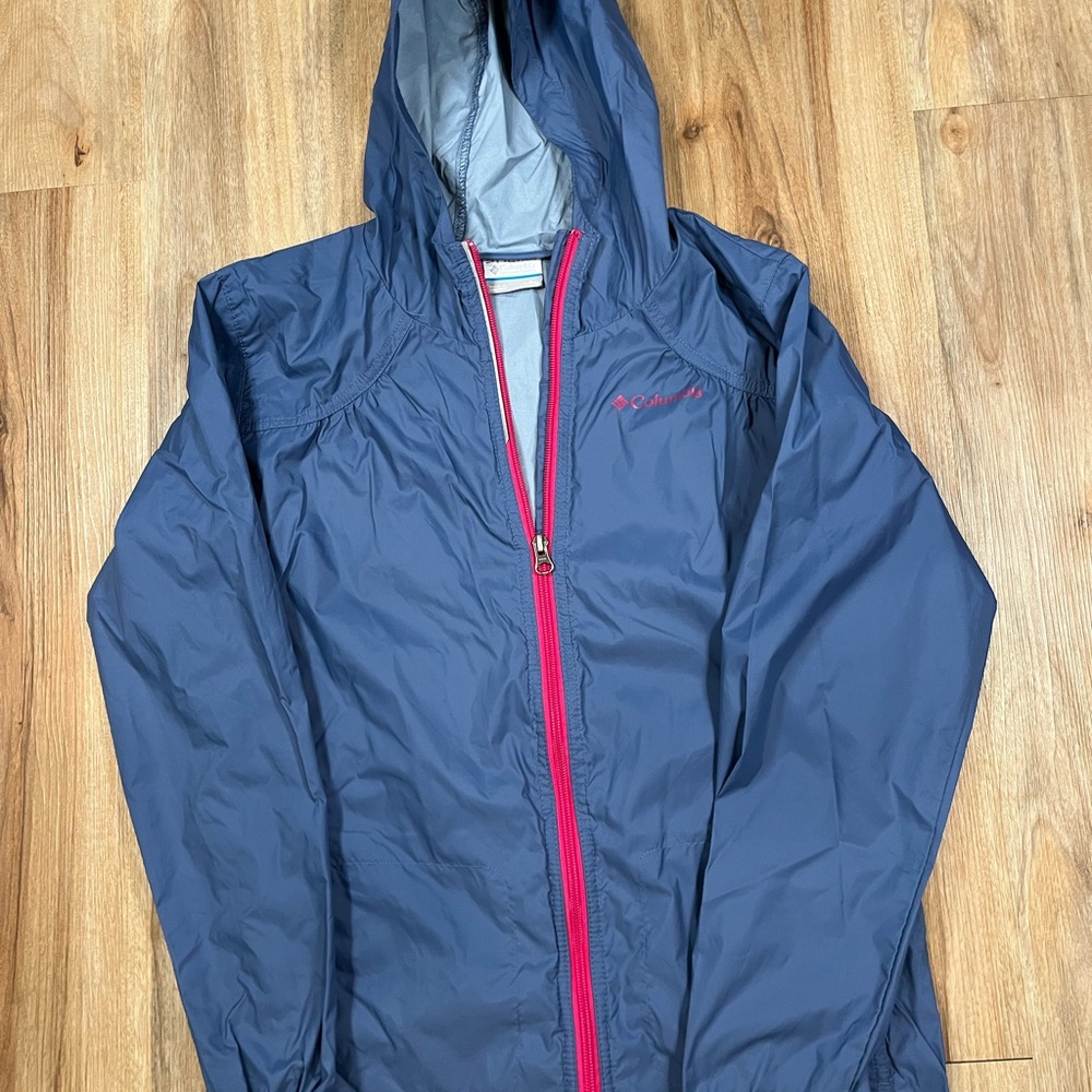 Columbia Navy Windbreaker with Pink Accents